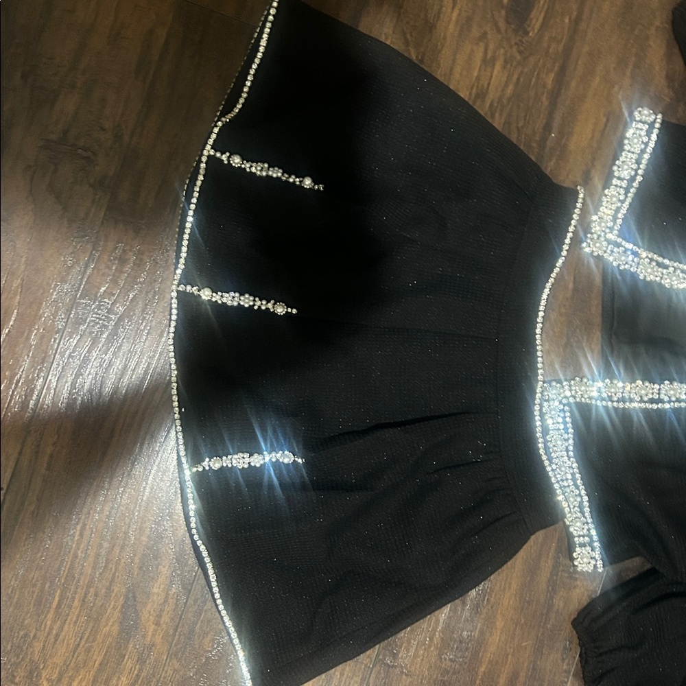 JW PEI Black Mini Skirt with Pearl Accents - Picture 2 of 3